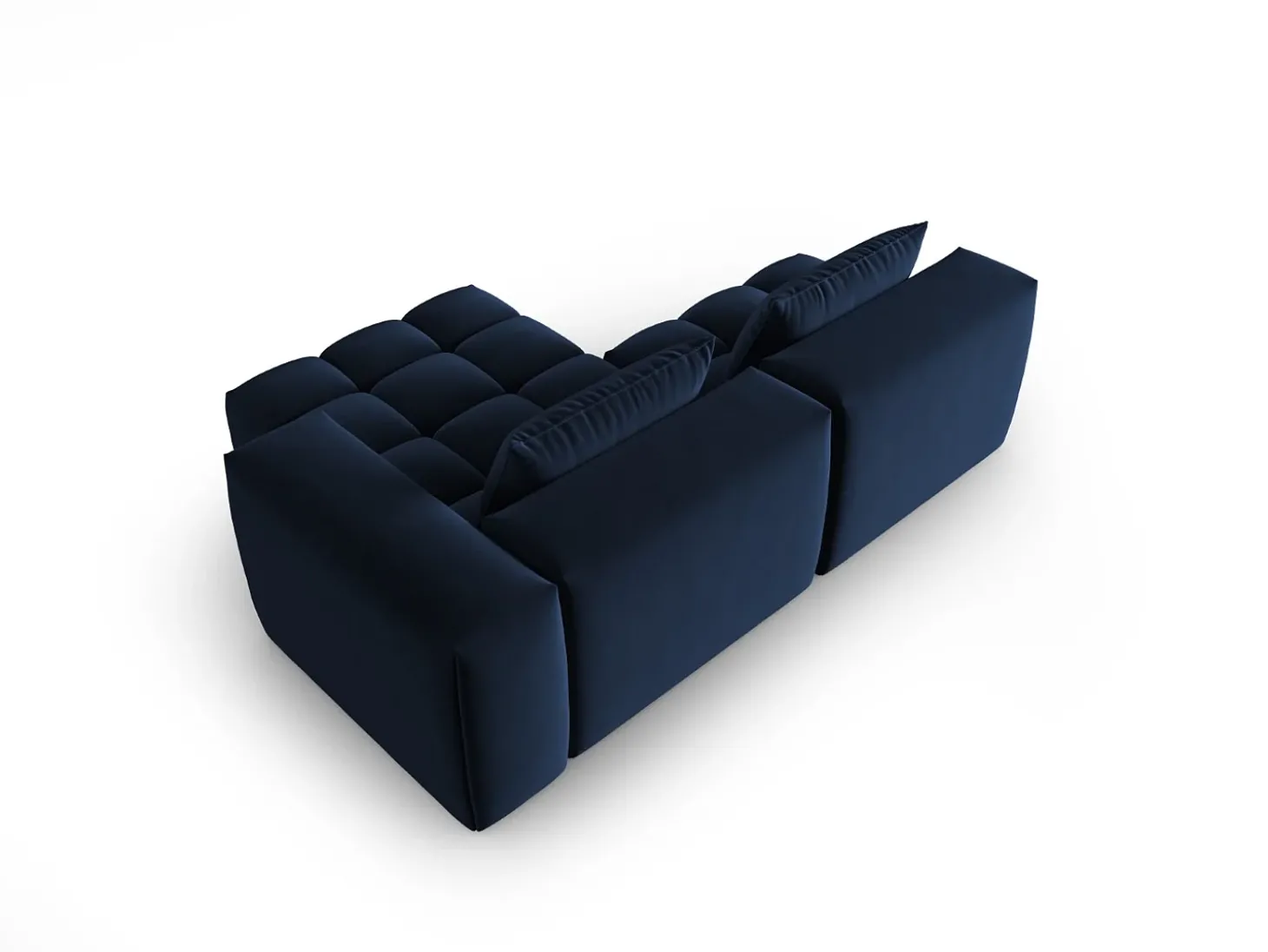 CXL by Christian Lacroix - Sofá modular de canto direito "Lorella" 3 lugares em veludo azul real - 205x145x70cm