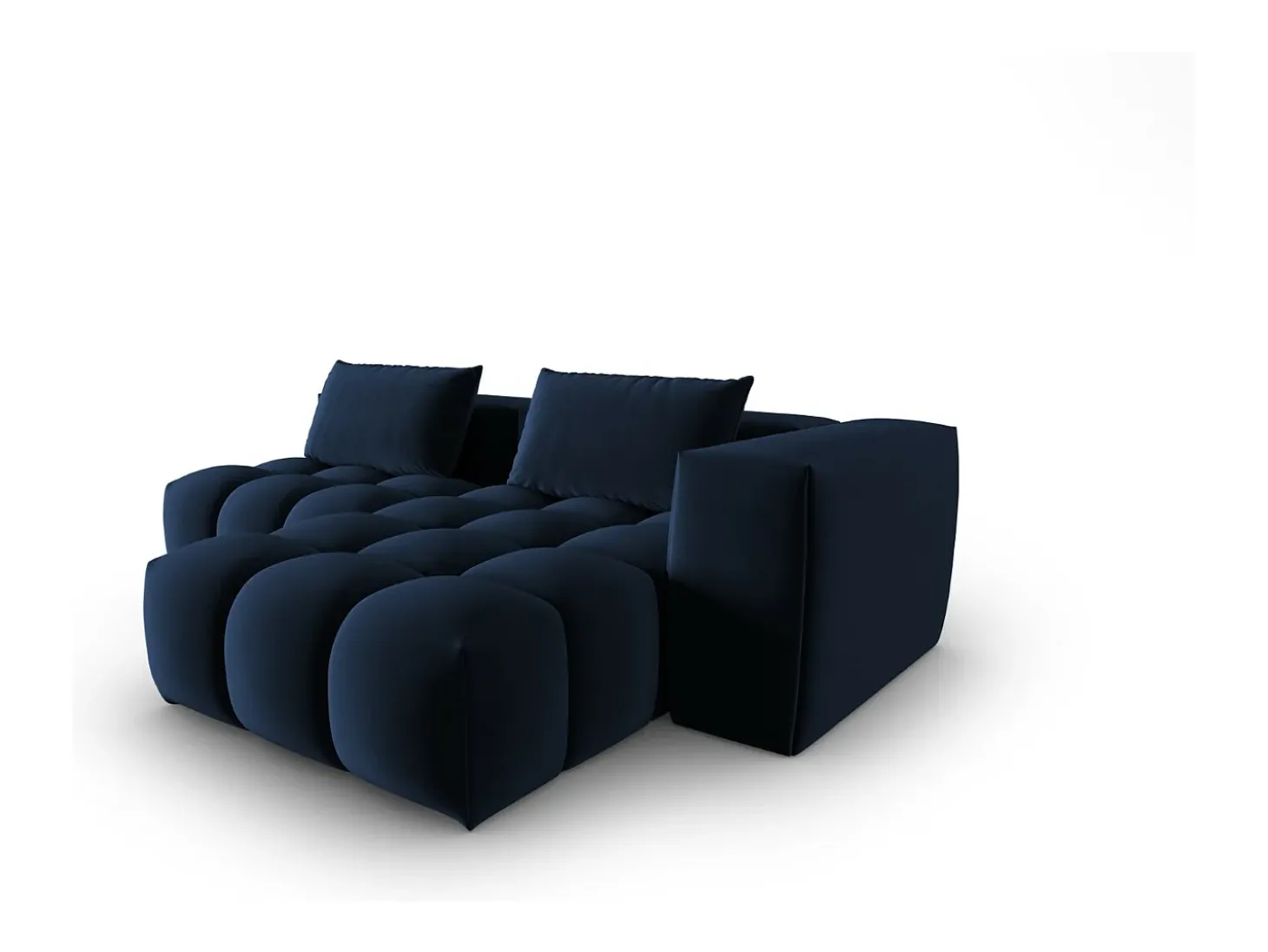 CXL by Christian Lacroix - Sofá modular de canto direito "Lorella" 3 lugares em veludo azul real - 205x145x70cm