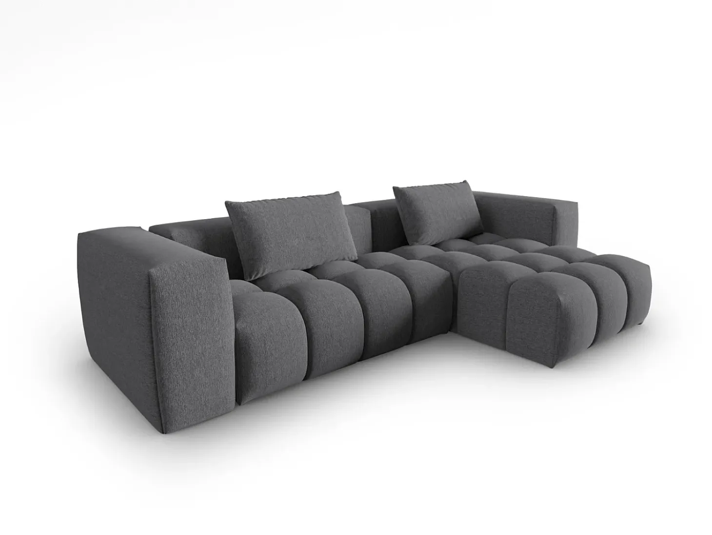 CXL by Christian Lacroix - Sofá modular de canto direito "Lorella" 3 lugares em tecido estrutural cinza - 260x145x70cm