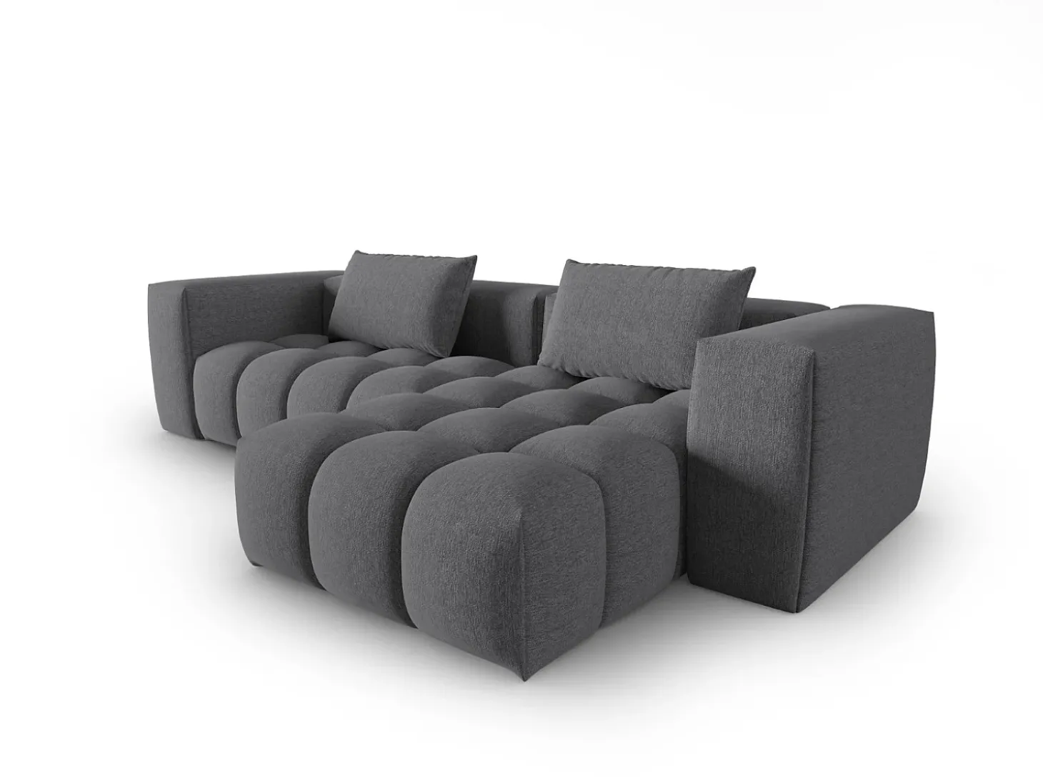 CXL by Christian Lacroix - Sofá modular de canto direito "Lorella" 3 lugares em tecido estrutural cinza - 260x145x70cm