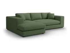 CXL by Christian Lacroix - Sofá de canto esquerdo "Tendance" 5 lugares em veludo cotelê verde - 282x174x72cm