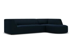 CXL by Christian Lacroix - Sofá de canto direito "Charles" 4 lugares em veludo azul escuro - 273x180x69cm