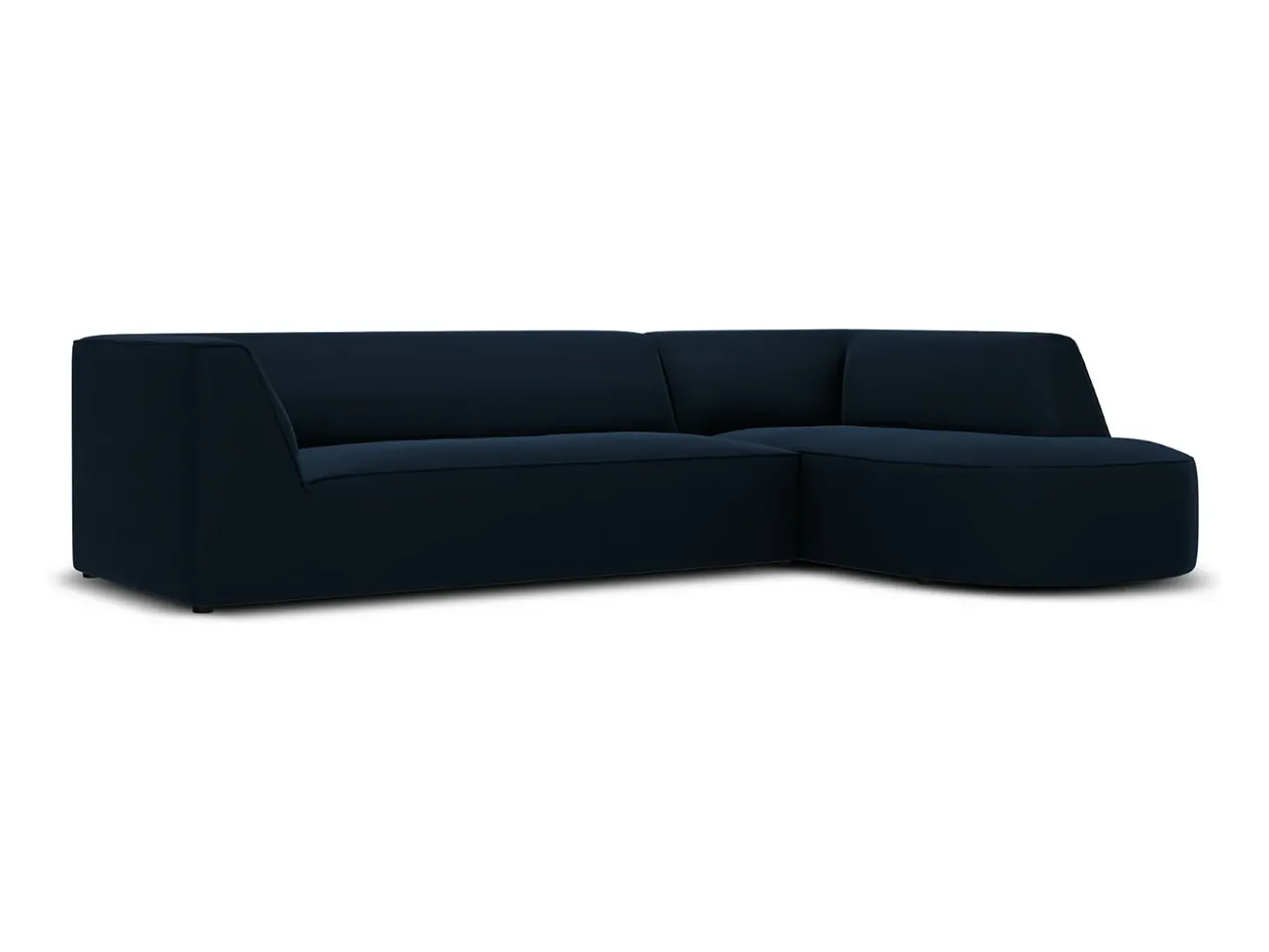 CXL by Christian Lacroix - Sofá de canto direito "Charles" 4 lugares em veludo azul escuro - 273x180x69cm