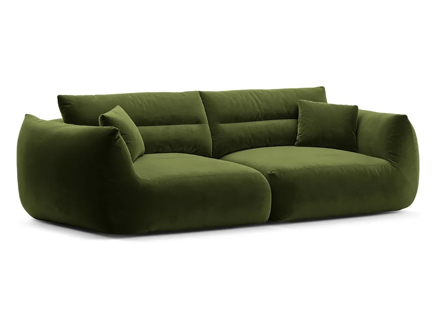 CXL by Christian Lacroix - Sofá modular "Maurie" 4 lugares em veludo verde exército - 264x107x90cm