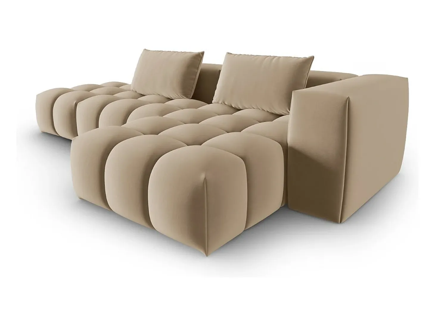 CXL by Christian Lacroix - Sofá modular de canto direito "Lorella" 4 lugares em veludo areia - 265x145x70cm