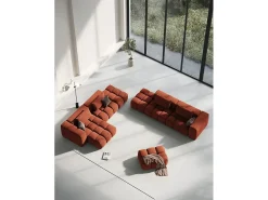 CXL by Christian Lacroix - Sofá modular virado para a esquerda "Lorella" 3 lugares em tecido estrutural coral - 265x85x70cm