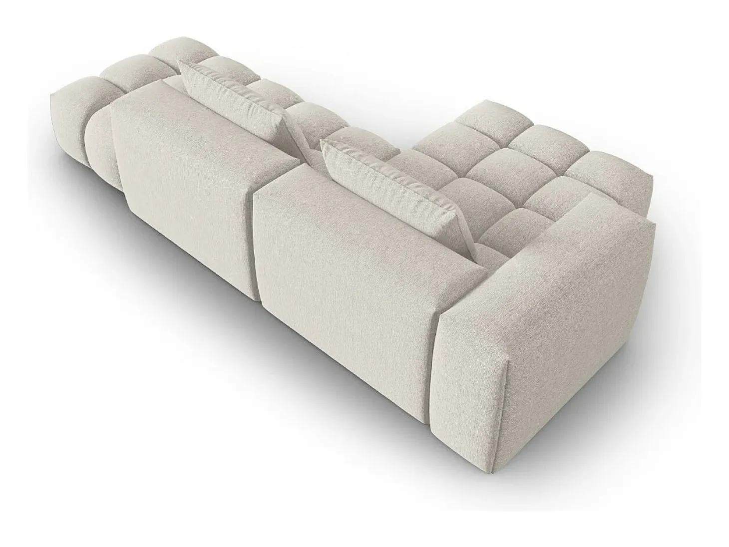 CXL by Christian Lacroix - Sofá modular de canto esquerdo "Lorella" 4 lugares em tecido estrutural bege - 265x145x70cm