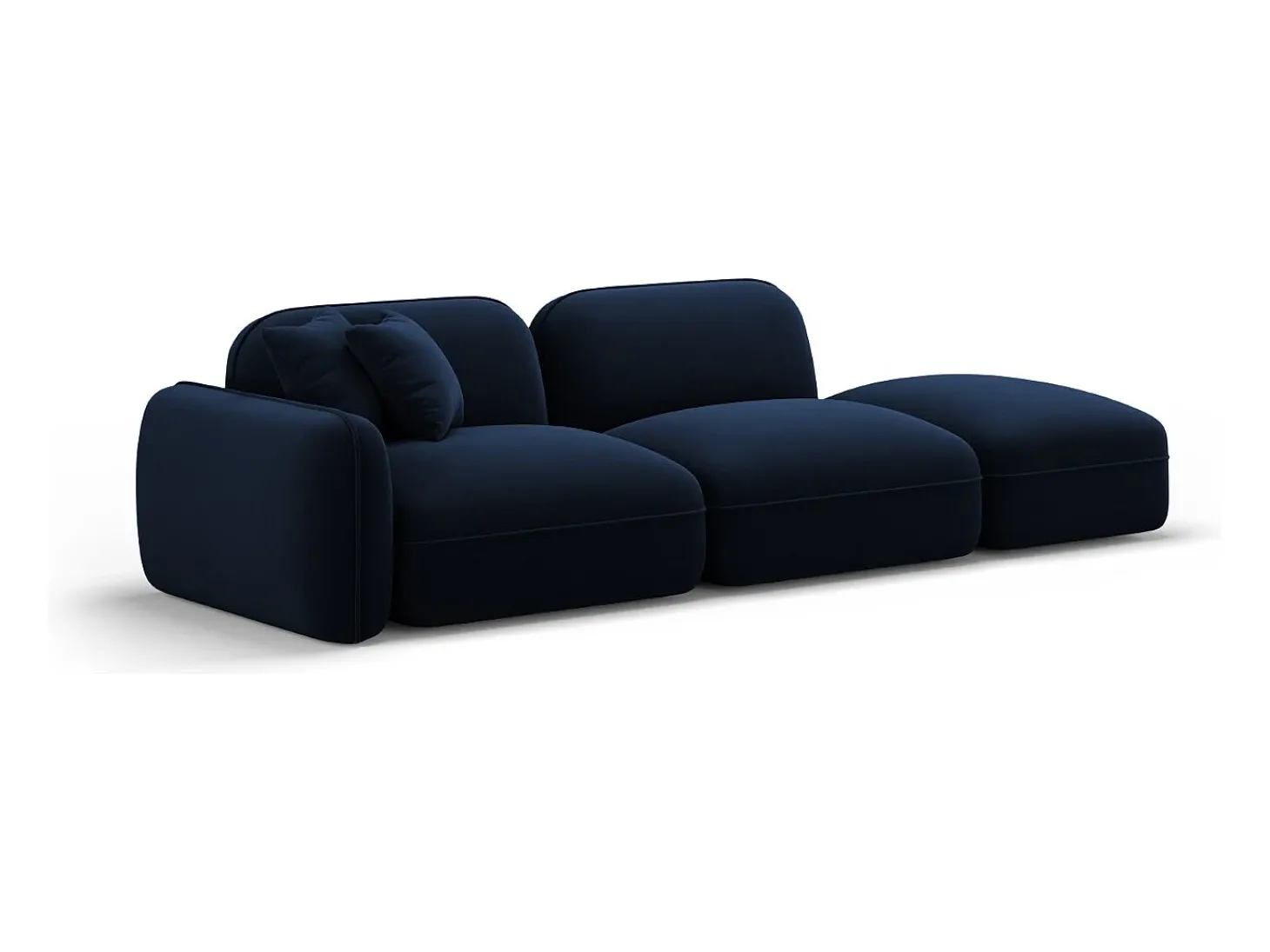 CXL by Christian Lacroix - Sofá modular direito "Lucien" 3 lugares em veludo azul real - 295x90x70cm
