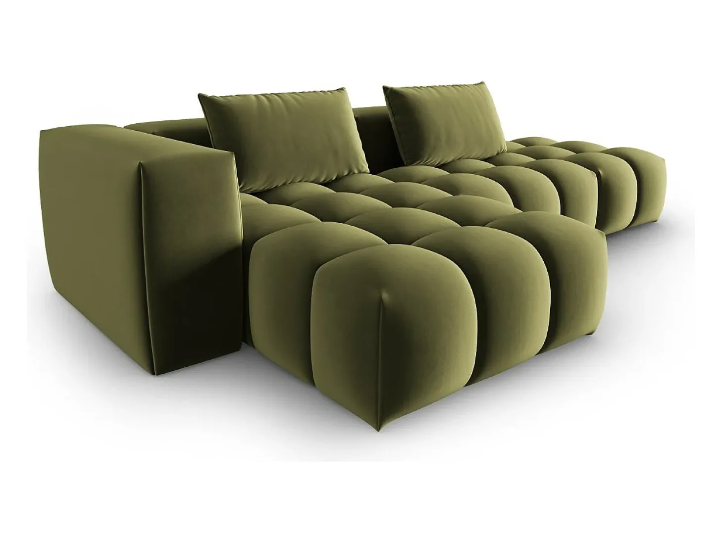 CXL by Christian Lacroix - Sofá modular de canto esquerdo "Lorella" 4 lugares em veludo verde claro - 265x145x70cm