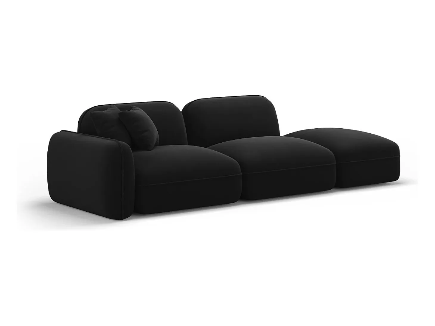 CXL by Christian Lacroix - Sofá modular direito "Lucien" 3 lugares em veludo preto - 295x90x70cm
