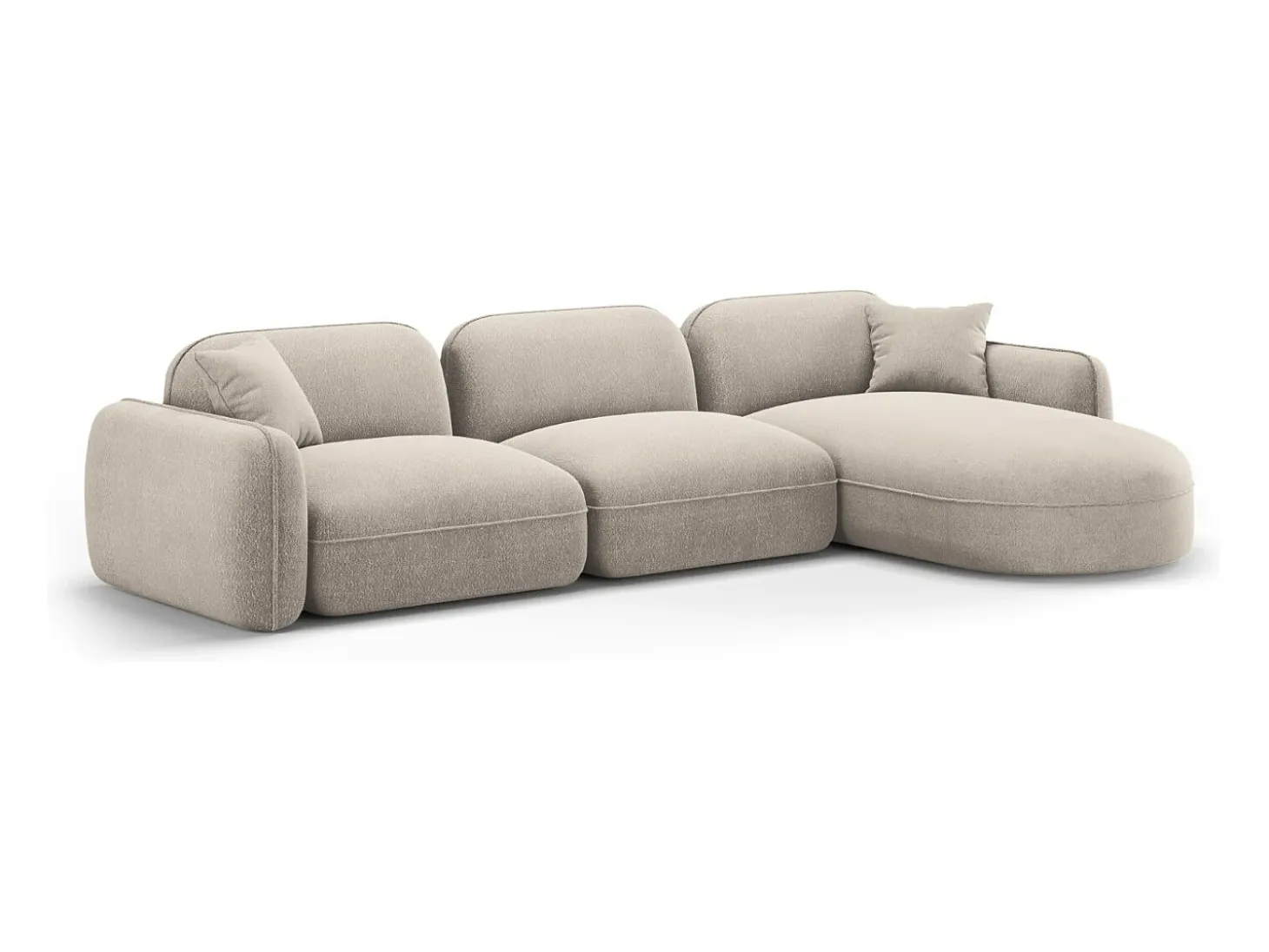 CXL by Christian Lacroix - Sofá modular de canto direito "Lucien" 4 lugares em veludo bege escuro - 320x165x70cm