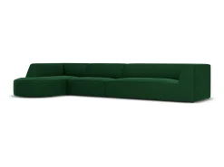 CXL by Christian Lacroix - Sofá de canto esquerdo "Charles" 5 lugares em veludo verde - 366x180x69cm