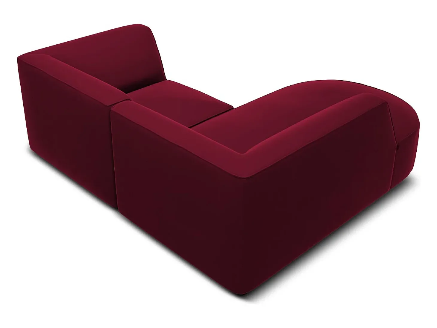 CXL by Christian Lacroix - Sofá de canto esquerdo "Charles" 3 lugares em veludo vermelho - 186x180x69cm