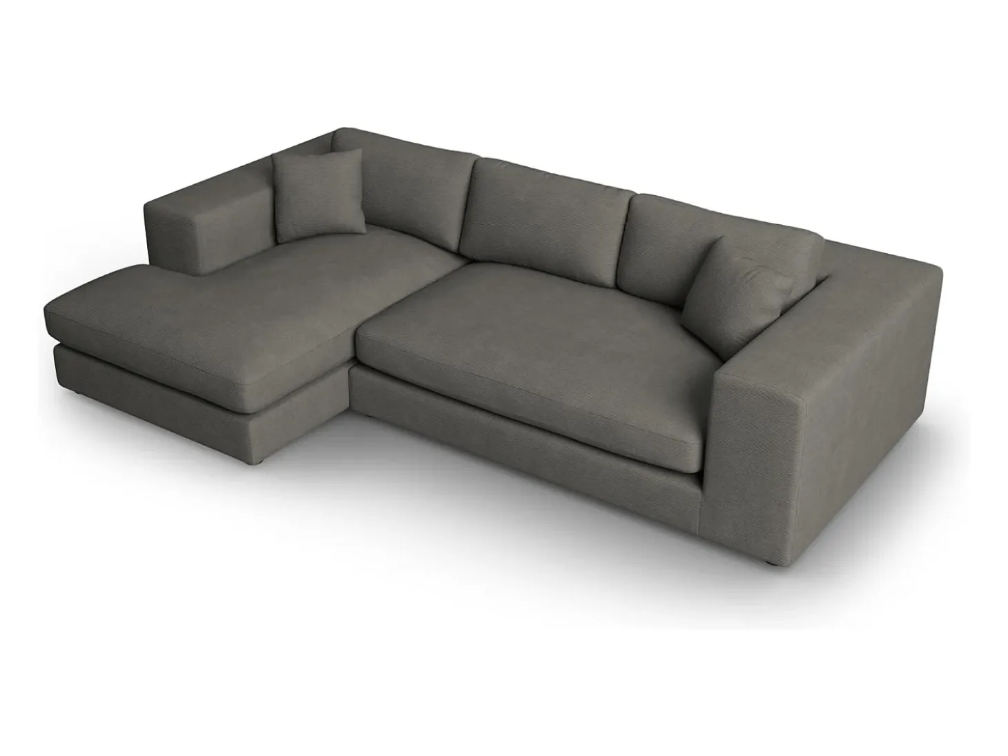 CXL by Christian Lacroix - Sofá de canto esquerdo "Tendance" 5 lugares em veludo cotelê cinza escuro - 282x174x72cm
