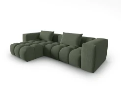 CXL by Christian Lacroix - Sofá modular de canto esquerdo "Lorella" 3 lugares em tecido estrutural verde oliva escuro - 260x145x70cm