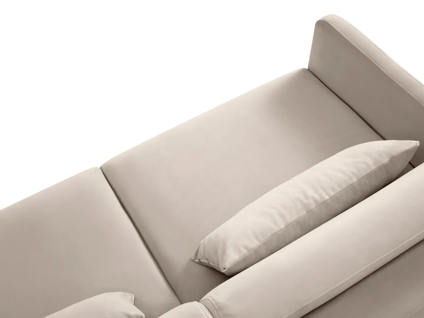 CXL by Christian Lacroix - Sofá-cama de canto direito "Yanis" 5 lugares em veludo bege - 280x170x80cm
