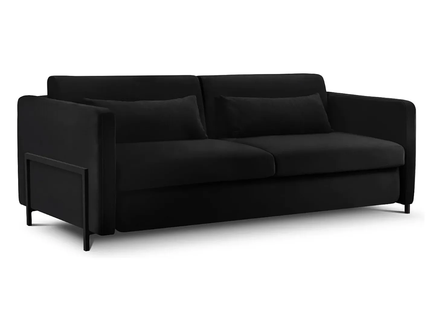 CXL by Christian Lacroix - Sofá-cama "Yanis" 3 lugares em veludo preto - 202x102x80cm