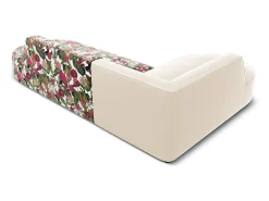 CXL by Christian Lacroix - Sofá de canto esquerdo "Charles" 4 lugares em veludo padrão de rosas de jardim, bege - 273x180x69cm