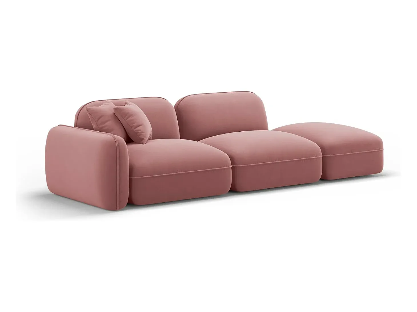 CXL by Christian Lacroix - Sofá modular direito "Lucien" 3 lugares em veludo salmão - 295x90x70cm