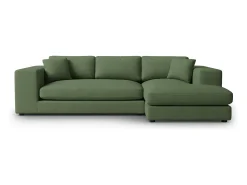 CXL by Christian Lacroix - Sofá de canto direito "Tendance" 5 lugares em veludo cotelê verde - 282x174x72cm