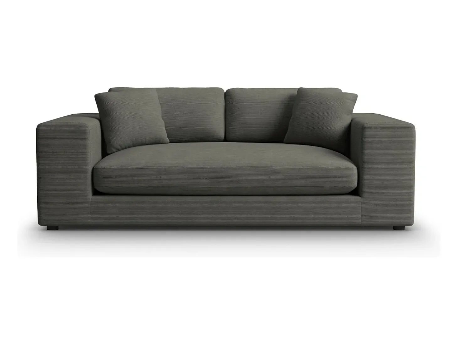 CXL by Christian Lacroix - Sofá "Tendance" 3 lugares em veludo cotelê cinza escuro - 220x122x72cm