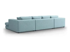 CXL by Christian Lacroix - Sofá panorâmico "Tendance" 5 lugares em veludo cotelê azul claro - 344x170x72cm