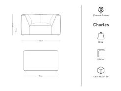 CXL by Christian Lacroix - Poltrona "Charles" em veludo cinza escuro - 120x92x69cm