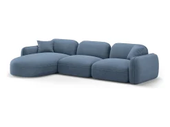 CXL by Christian Lacroix - Sofá modular de canto esquerdo "Lucien" 4 lugares em veludo azul jeans - 320x165x70cm