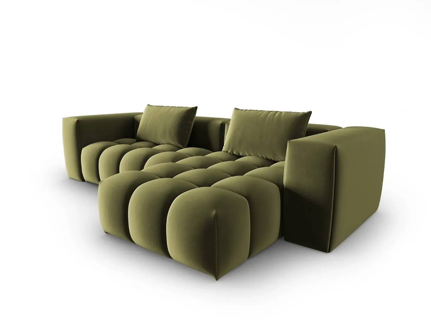 CXL by Christian Lacroix - Sofá modular de canto direito "Lorella" 3 lugares em veludo verde claro - 260x145x70cm