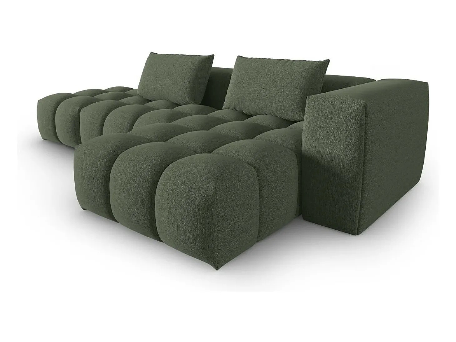 CXL by Christian Lacroix - Sofá modular de canto direito "Lorella" 4 lugares em tecido estrutural verde oliva escuro - 265x145x70cm