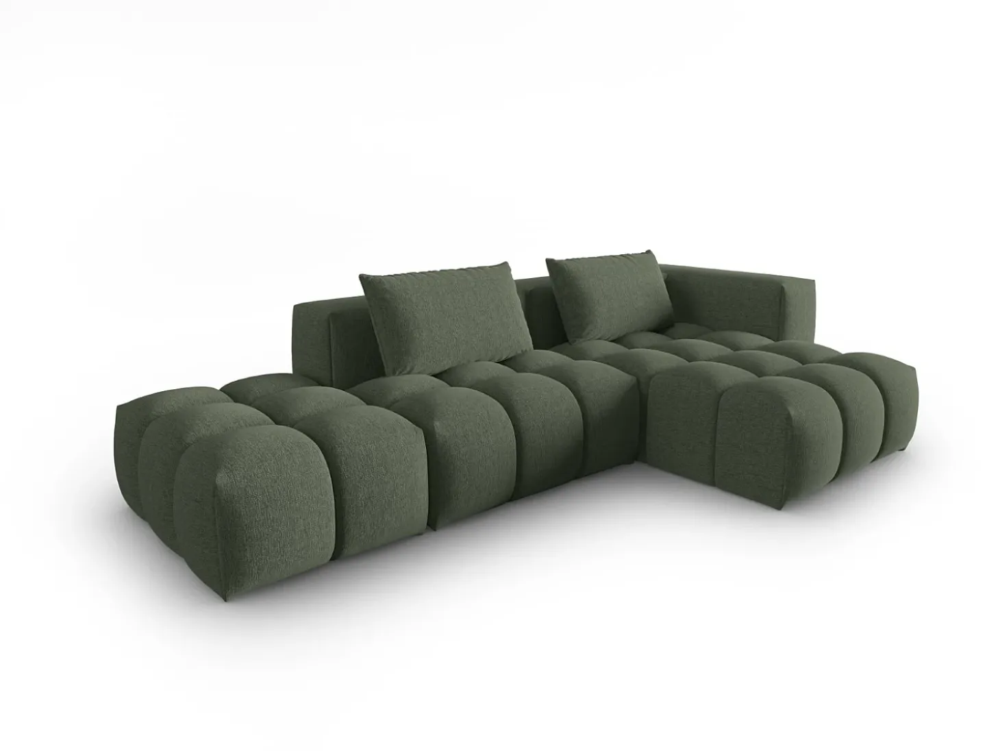 CXL by Christian Lacroix - Sofá modular de canto direito "Lorella" 4 lugares em tecido estrutural verde oliva escuro - 265x145x70cm