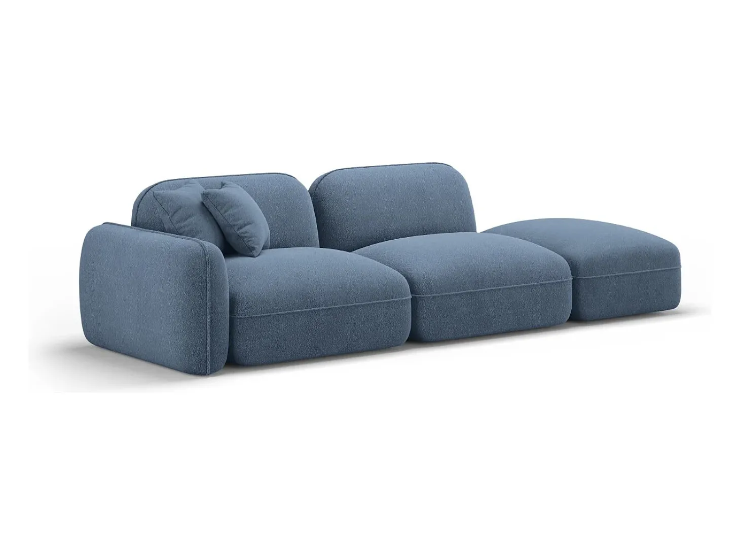CXL by Christian Lacroix - Sofá modular direito "Lucien" 3 lugares em veludo azul jeans - 295x90x70cm