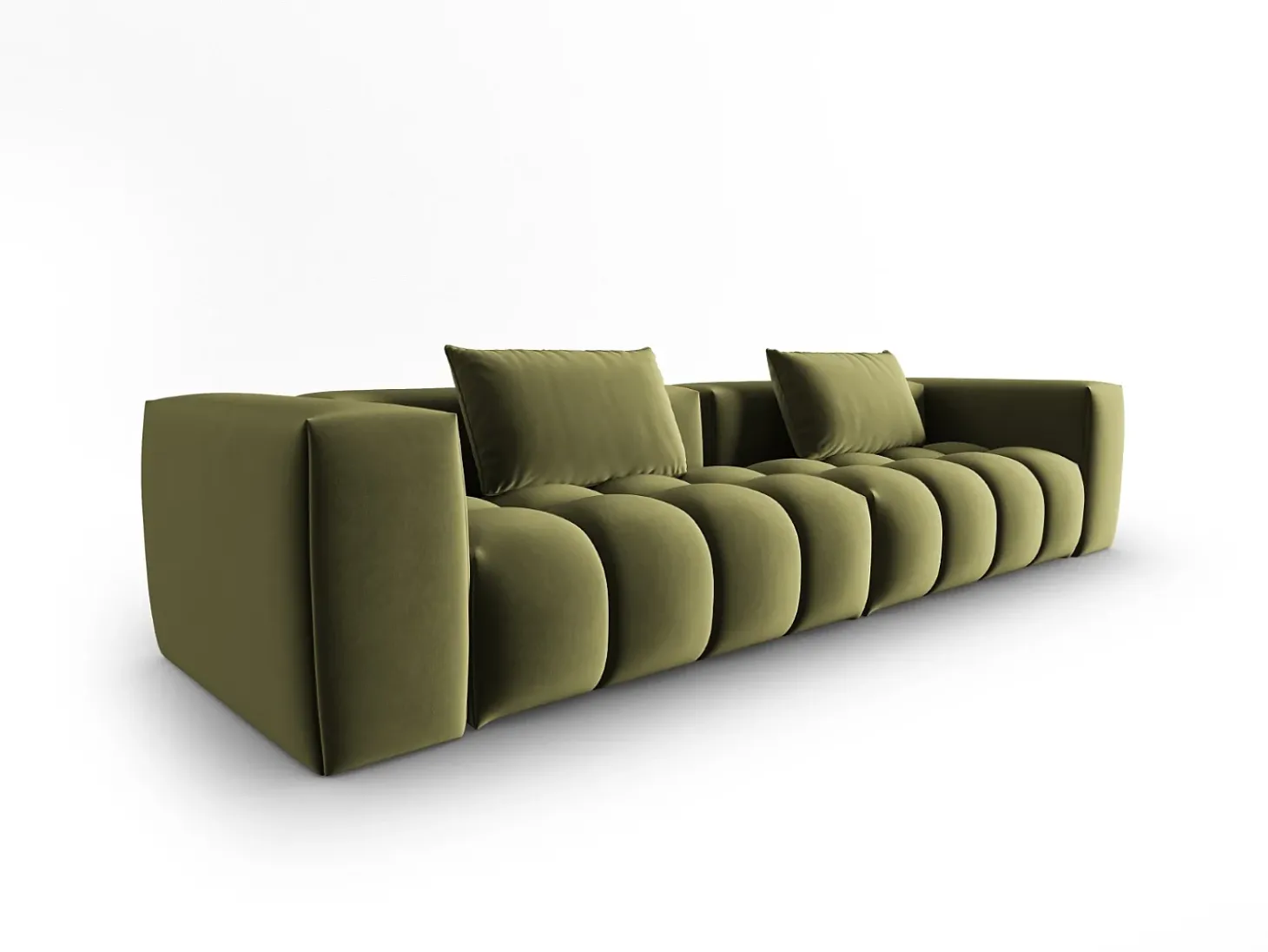 CXL by Christian Lacroix - Sofá modular "Lorella" 5 lugares em veludo verde claro - 290x85x70cm