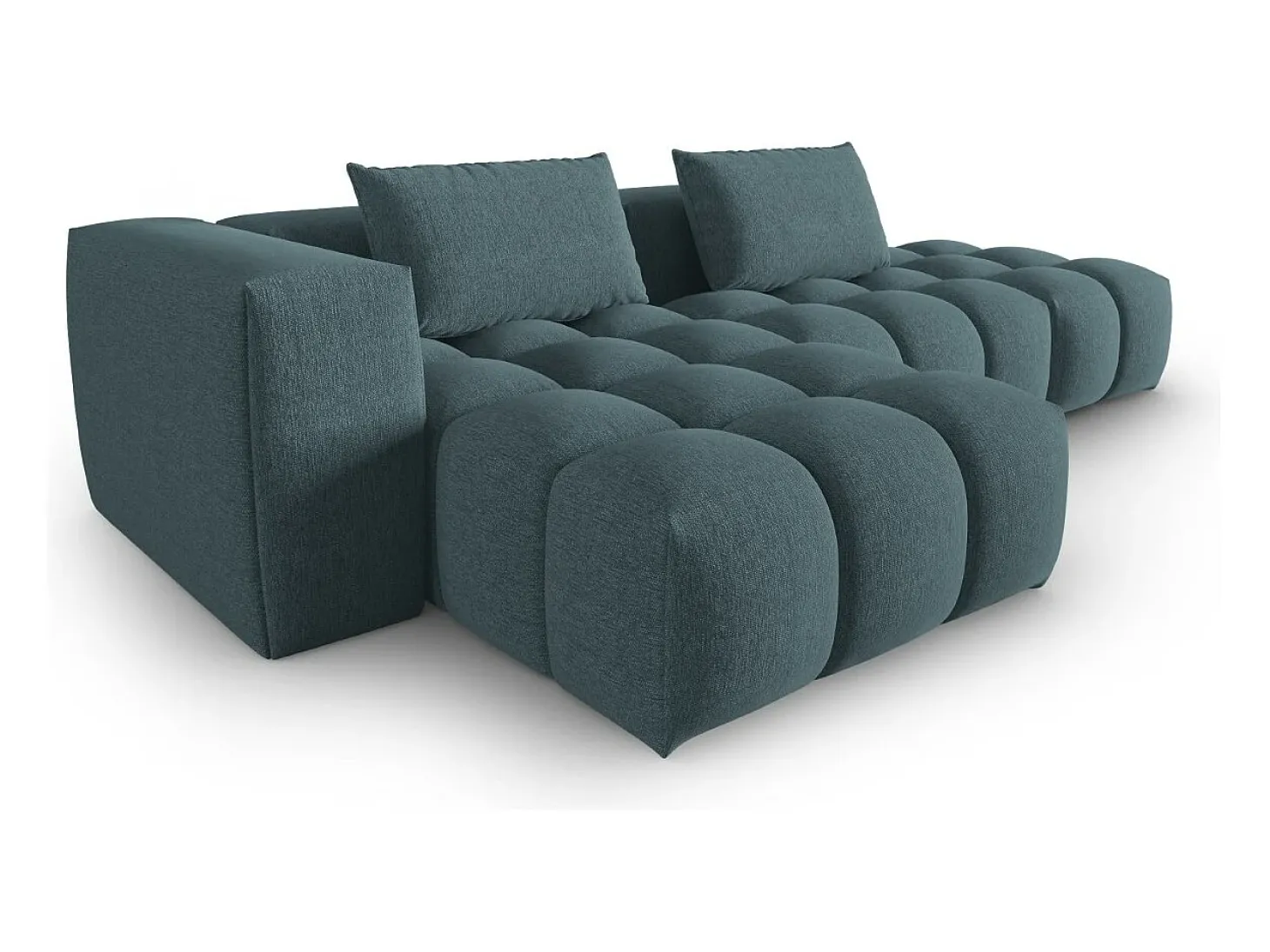 CXL by Christian Lacroix - Sofá modular de canto esquerdo "Lorella" 4 lugares em tecido estrutural azul claro - 265x145x70cm