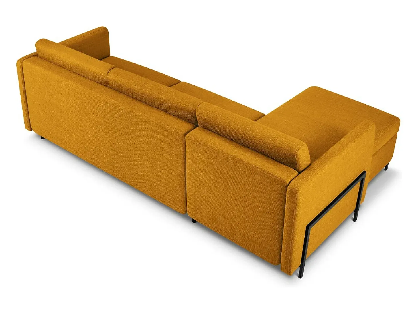 CXL by Christian Lacroix - Sofá convertível de canto esquerdo com caixa de arrumação "Yanis" 4 lugares em tecido estrutural dourado - 260x170x80cm