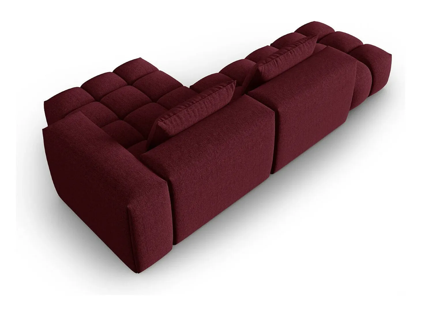 CXL by Christian Lacroix - Sofá modular de canto direito "Lorella" 4 lugares em tecido estrutural bordeaux - 265x145x70cm