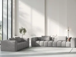 CXL by Christian Lacroix - Sofá modular "Lorella" 3 lugares em tecido estrutural bege escuro - 230x85x70cm