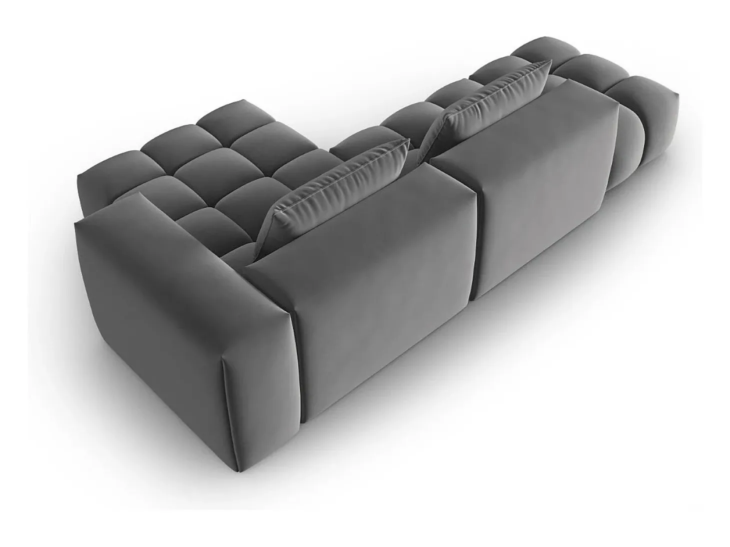 CXL by Christian Lacroix - Sofá modular de canto direito "Lorella" 4 lugares em veludo cimento - 265x145x70cm