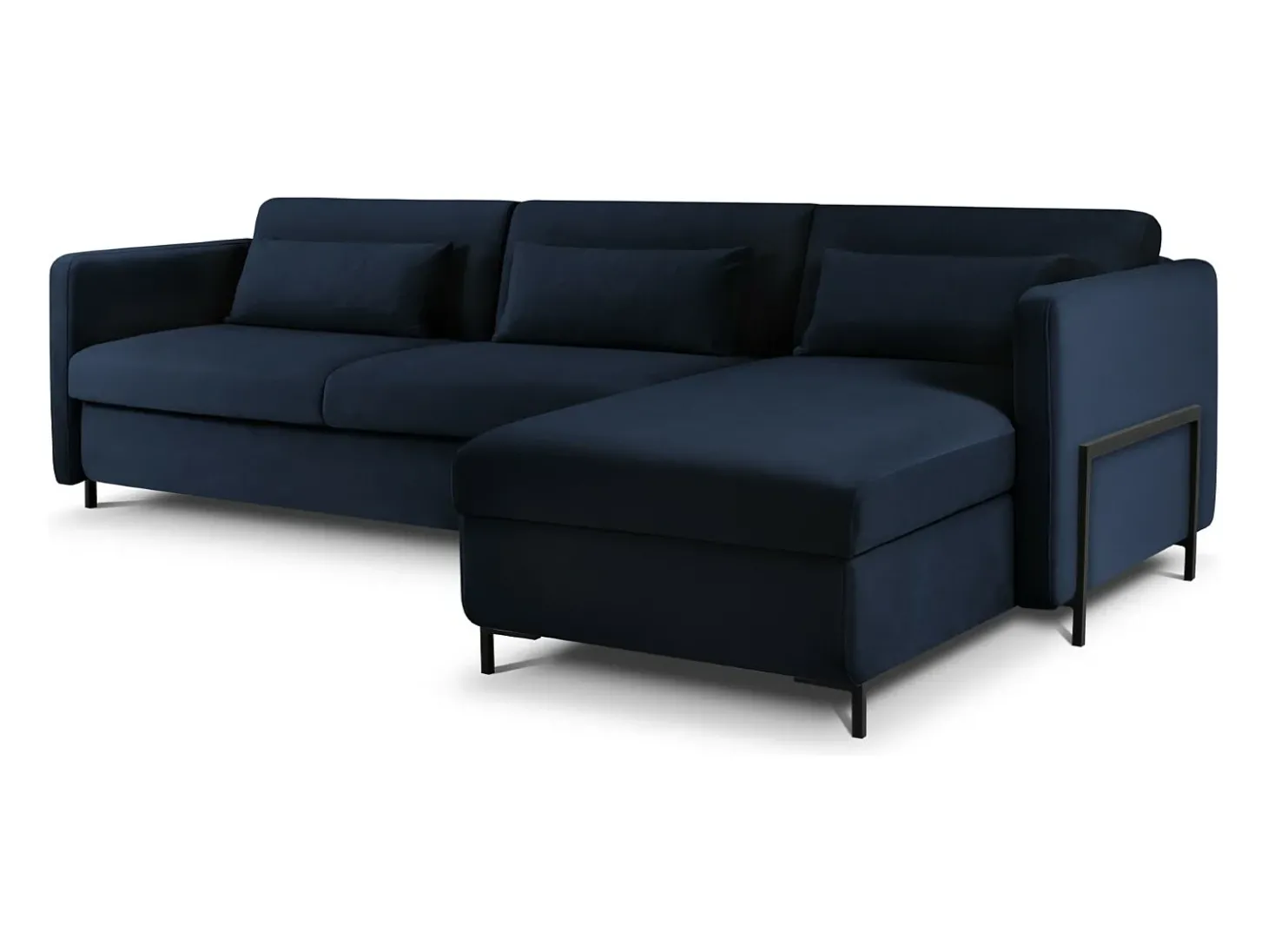 CXL by Christian Lacroix - Sofá-cama de canto direito "Yanis" 5 lugares em veludo azul real - 280x170x80cm