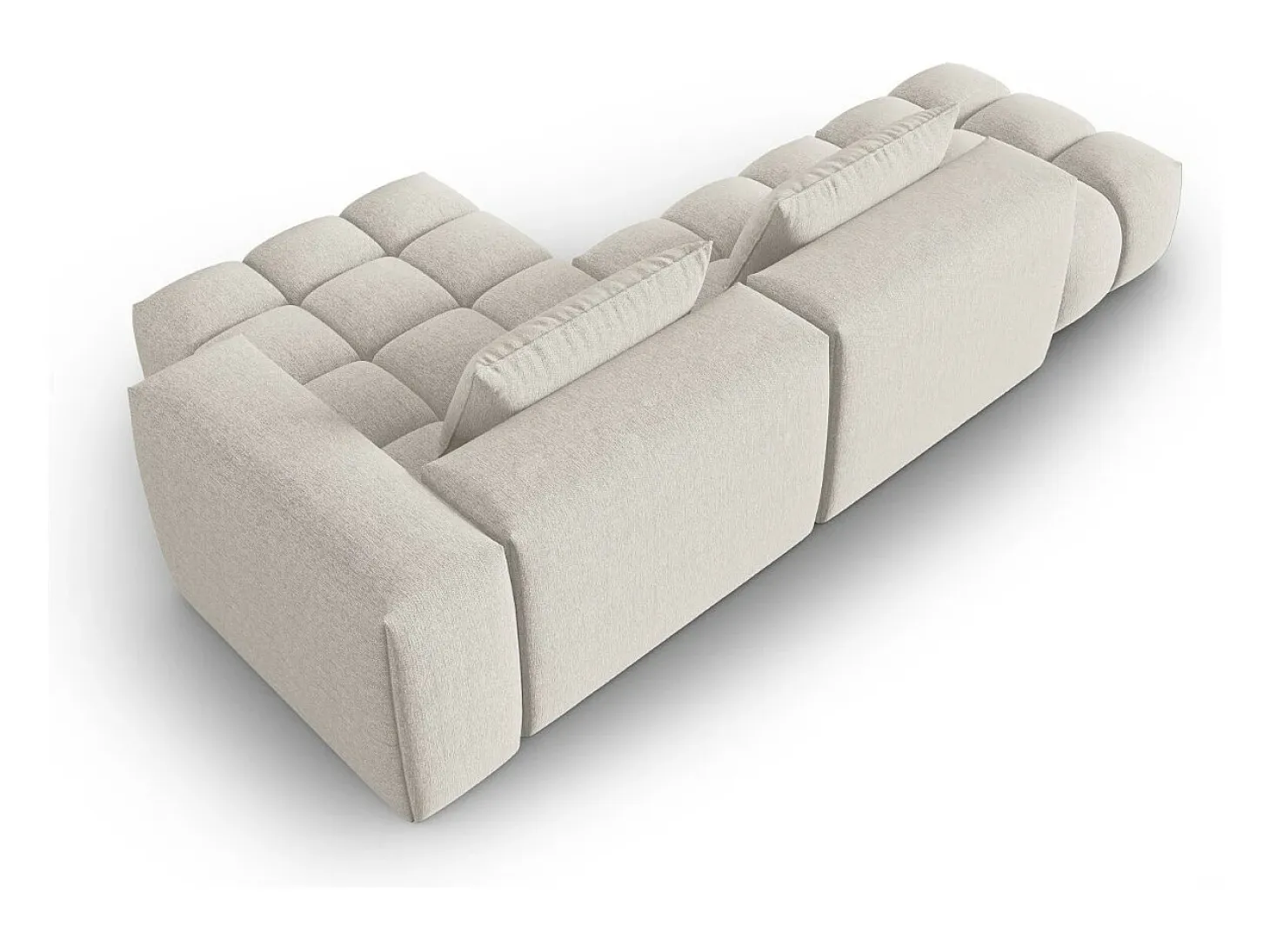 CXL by Christian Lacroix - Sofá modular de canto direito "Lorella" 4 lugares em tecido estrutural bege - 265x145x70cm