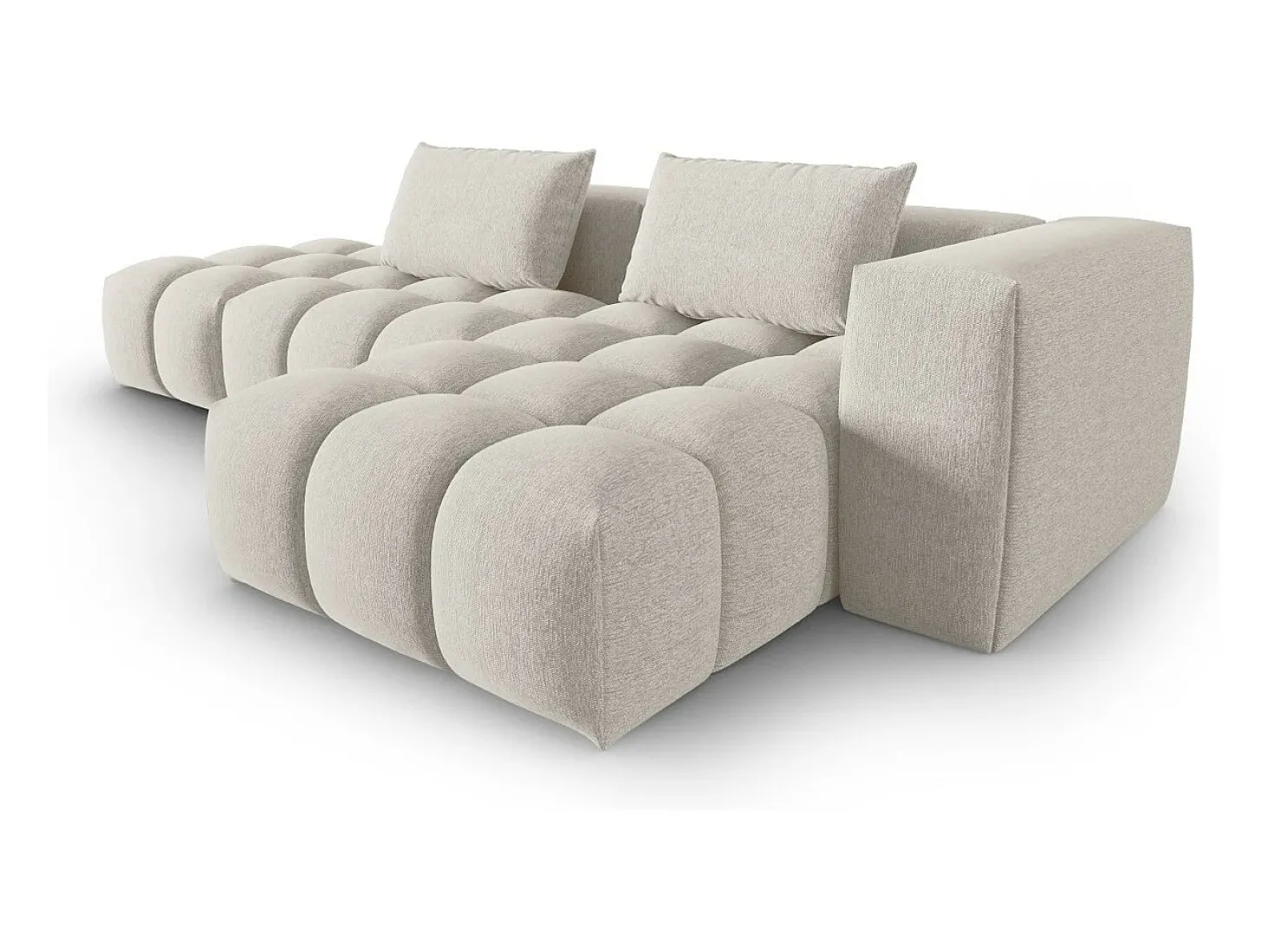 CXL by Christian Lacroix - Sofá modular de canto direito "Lorella" 4 lugares em tecido estrutural bege - 265x145x70cm