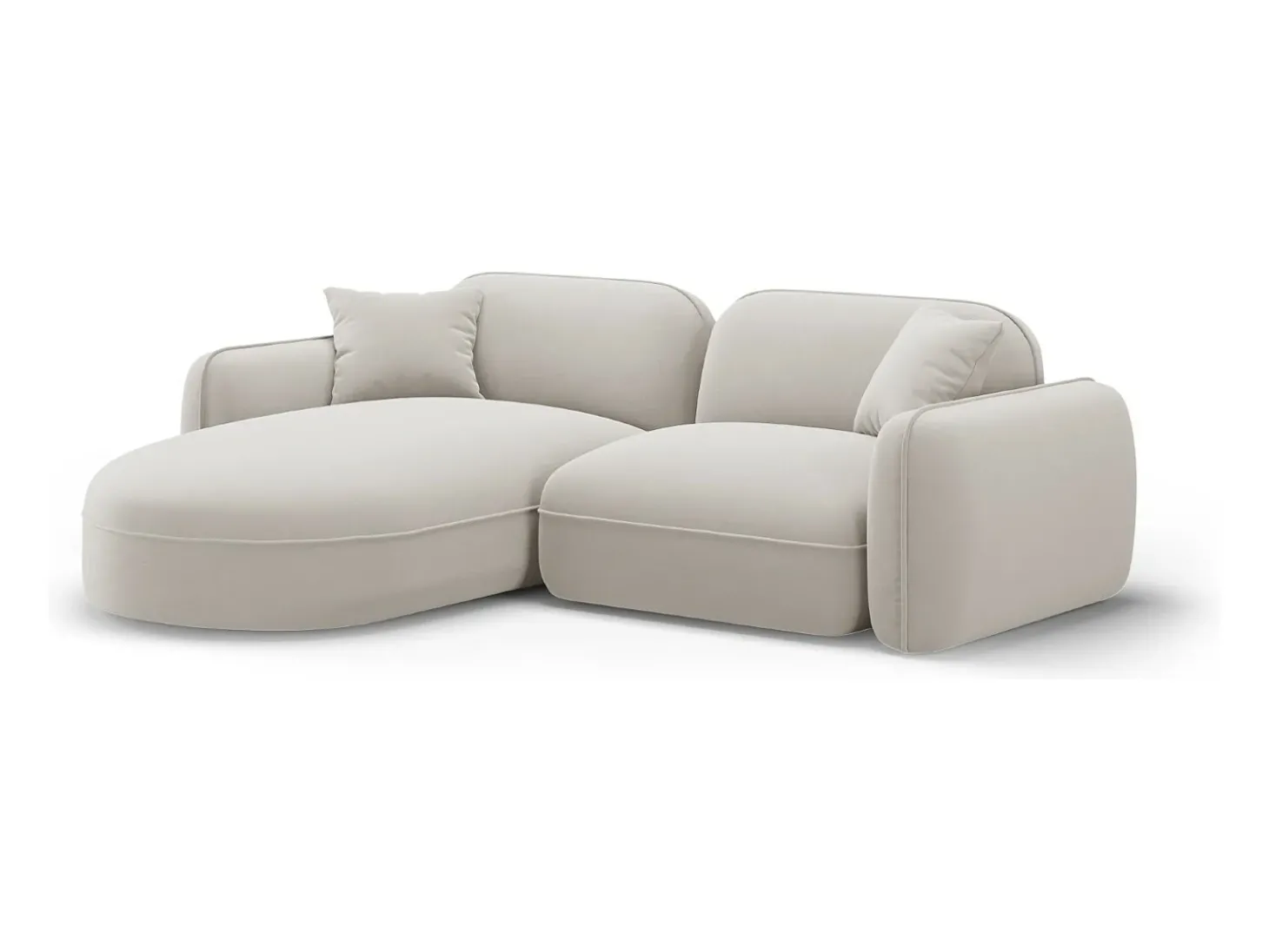 CXL by Christian Lacroix - Sofá modular de canto esquerdo "Lucien" 3 lugares em veludo bege claro - 230x165x70cm