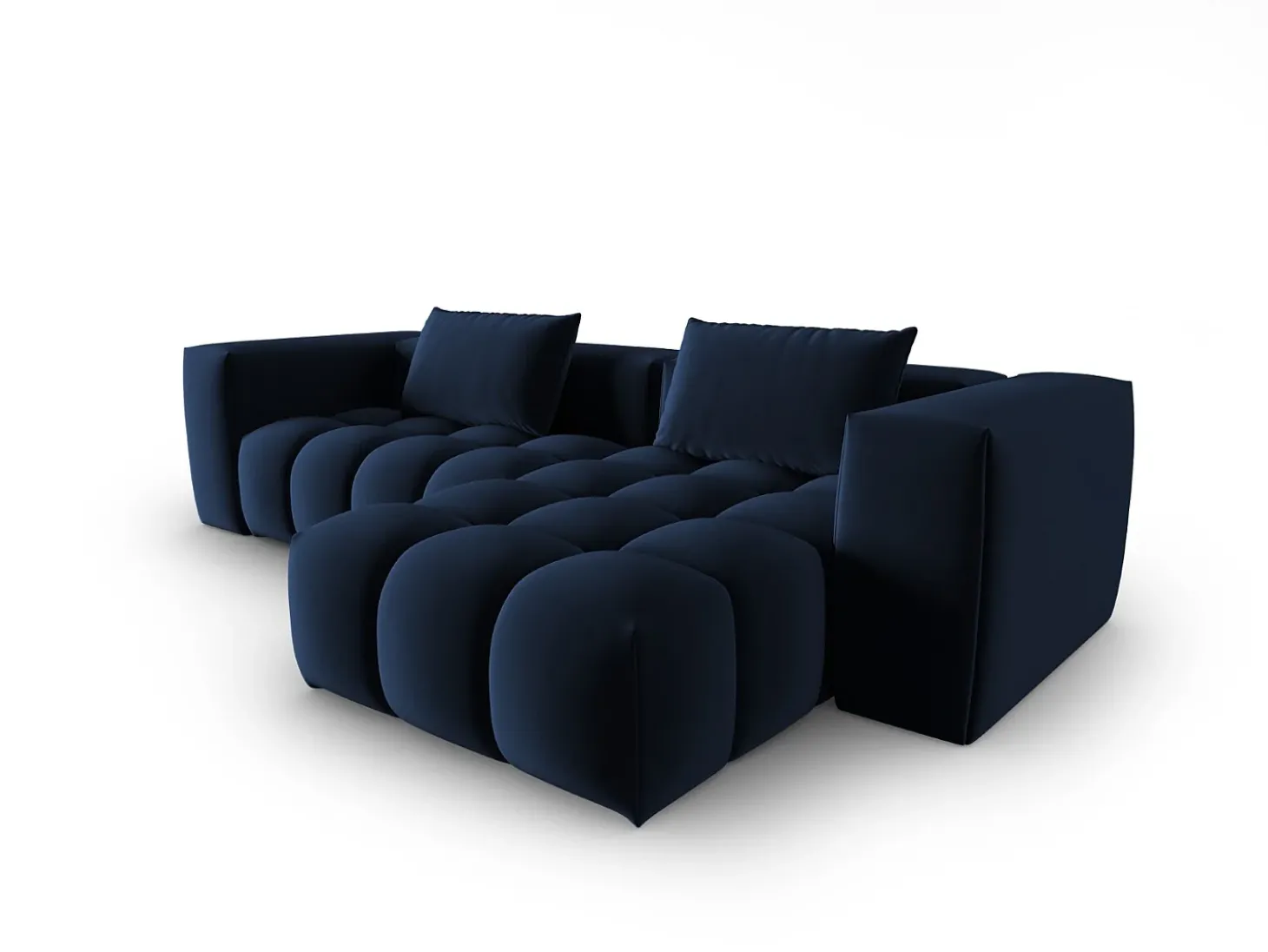 CXL by Christian Lacroix - Sofá modular de canto direito "Lorella" 3 lugares em veludo azul real - 260x145x70cm