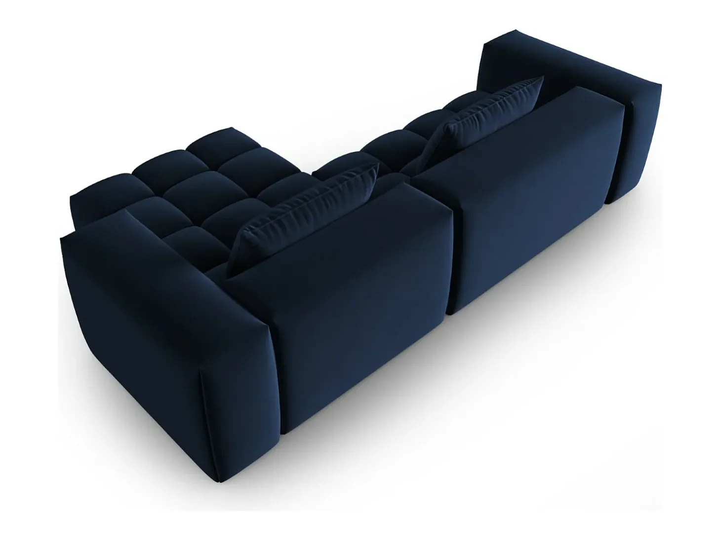 CXL by Christian Lacroix - Sofá modular de canto direito "Lorella" 3 lugares em veludo azul real - 260x145x70cm