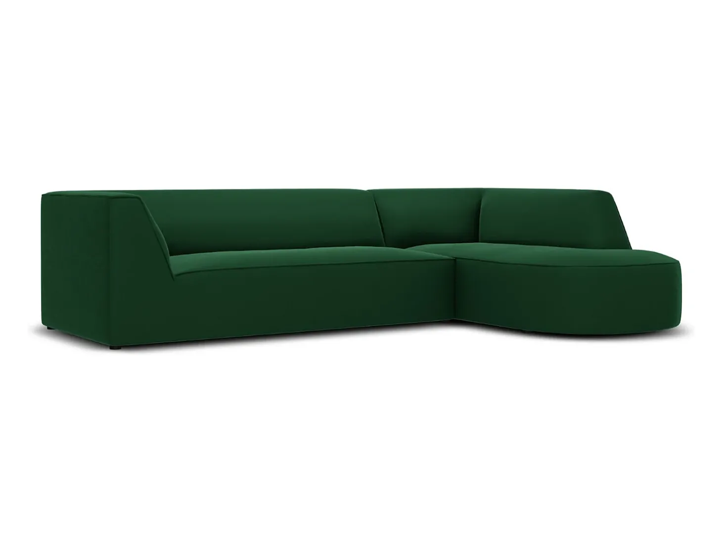 CXL by Christian Lacroix - Sofá de canto direito "Charles" 4 lugares em veludo verde - 273x180x69cm