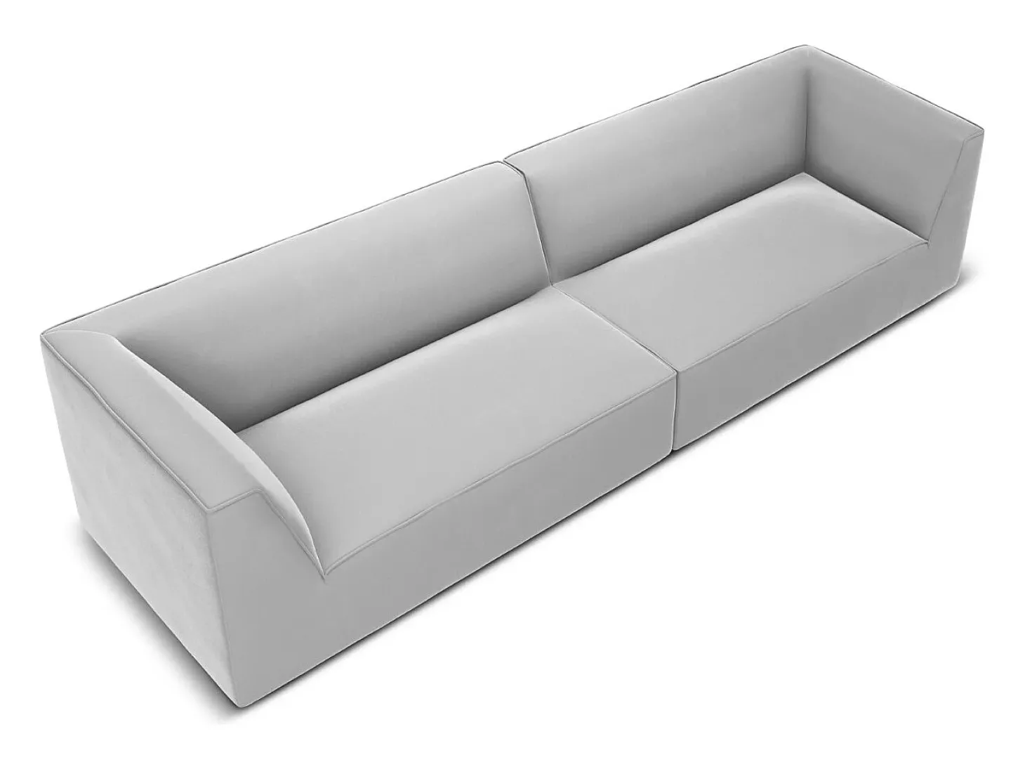 CXL by Christian Lacroix - Sofá "Charles" 4 lugares em veludo cinza claro - 302x93x69cm