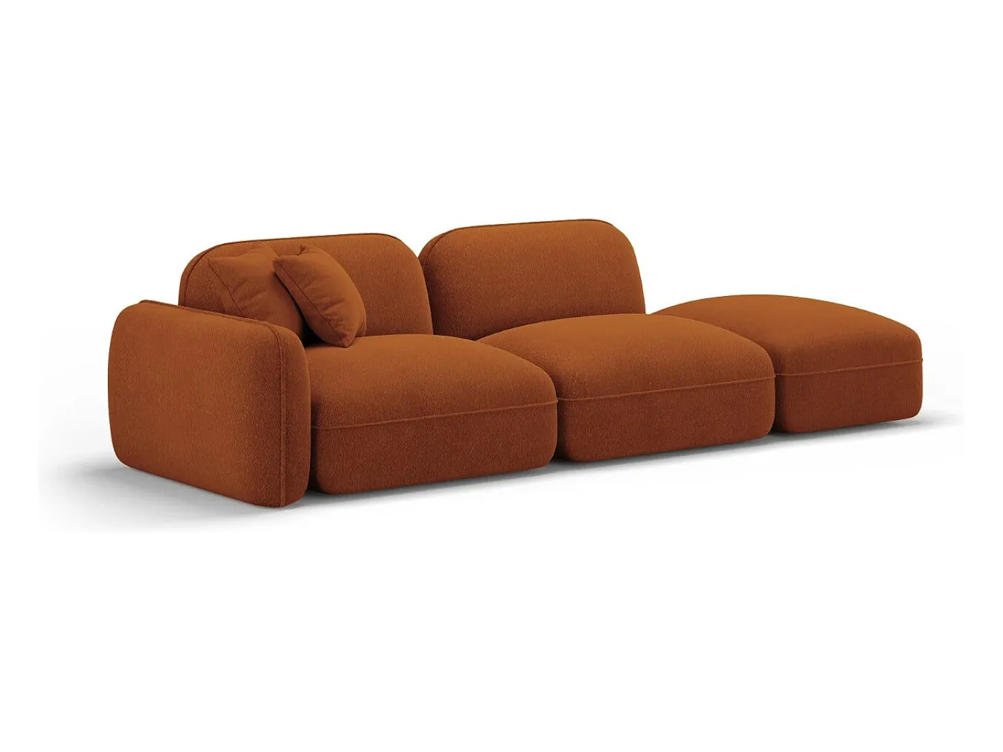 CXL by Christian Lacroix - Sofá modular direito "Lucien" 3 lugares em veludo terracota - 295x90x70cm