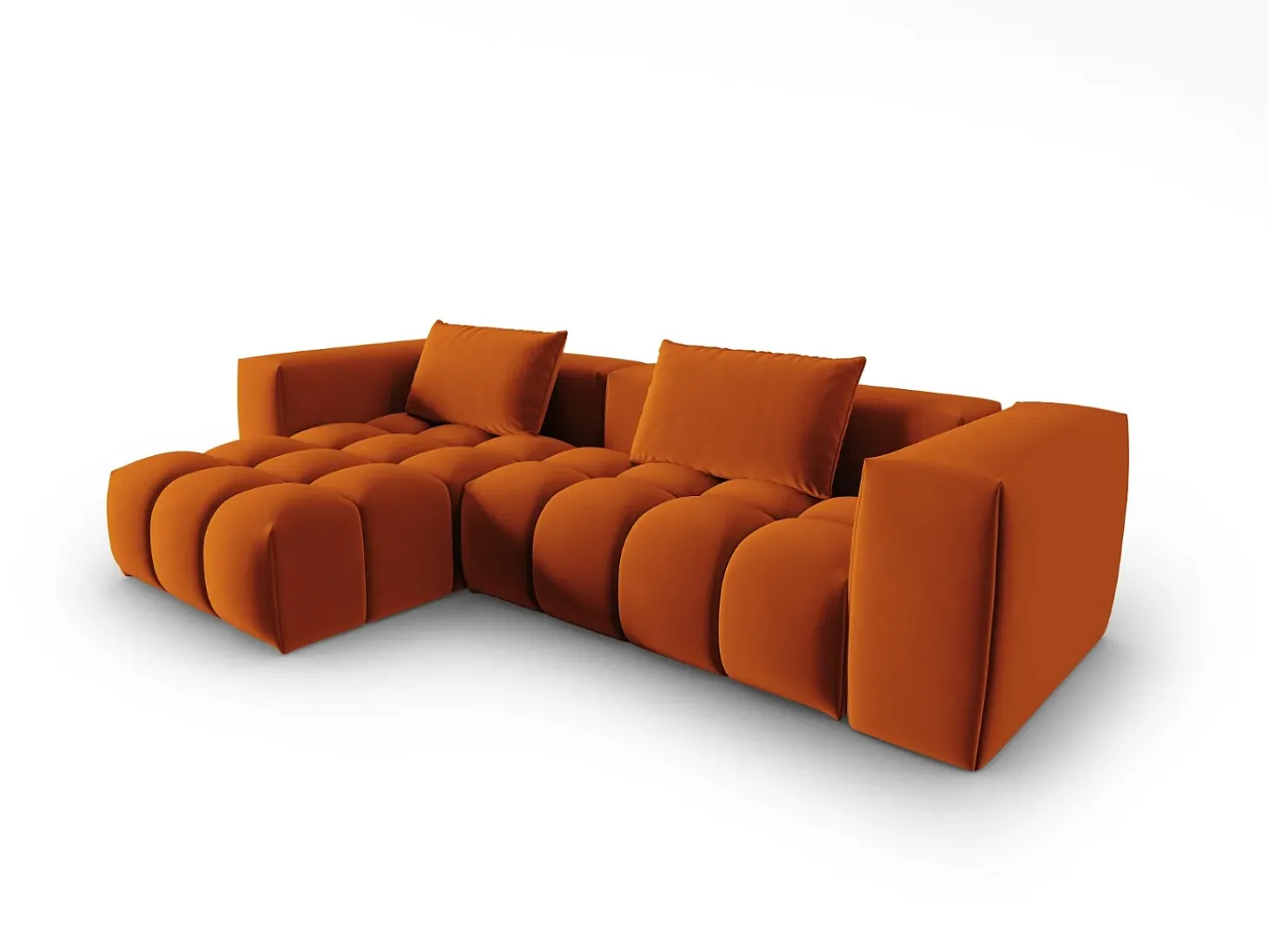 CXL by Christian Lacroix - Sofá modular de canto esquerdo "Lorella" 3 lugares em veludo terracota - 260x145x70cm