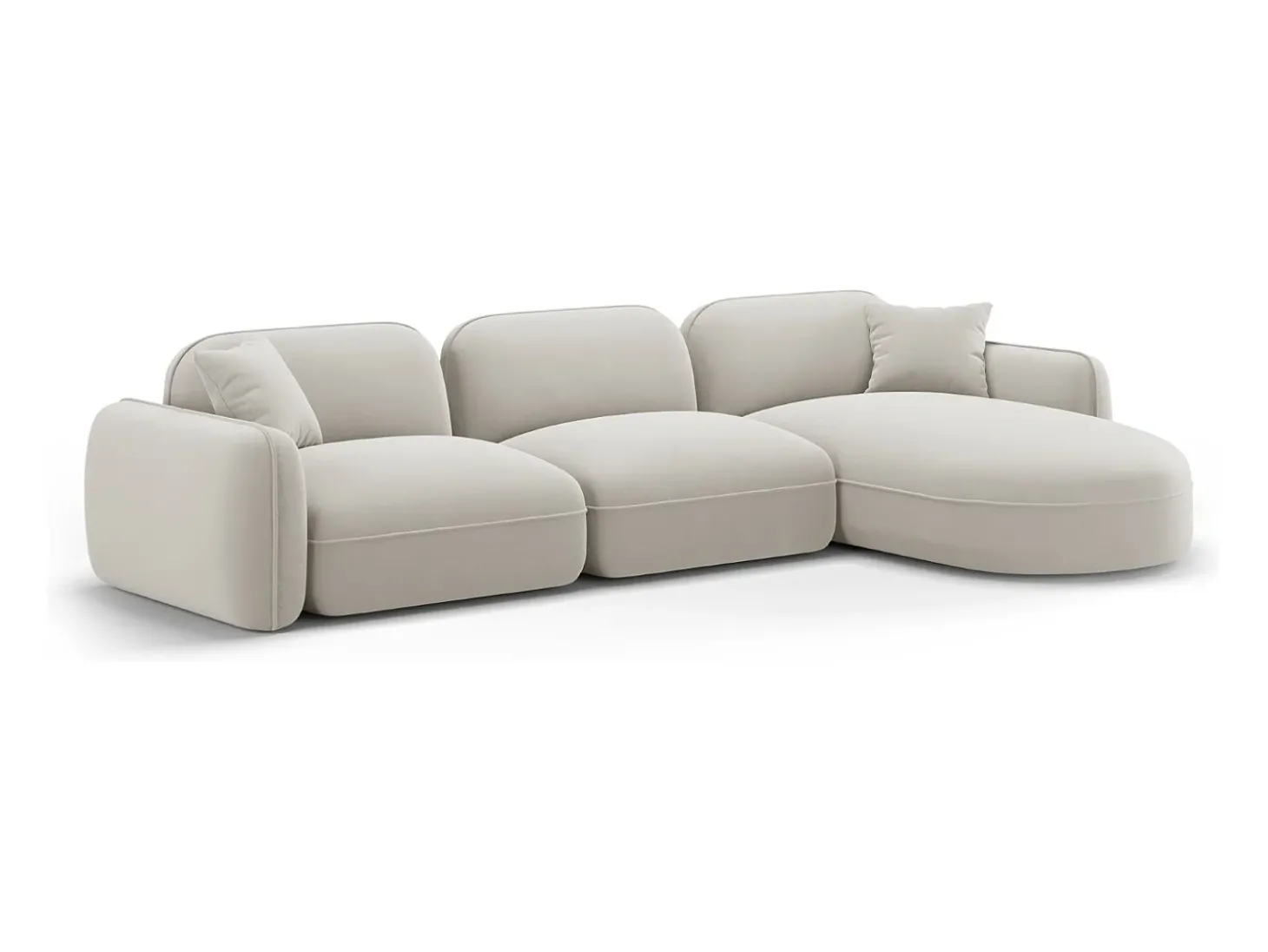 CXL by Christian Lacroix - Sofá modular de canto direito "Lucien" 4 lugares em veludo bege claro - 320x165x70cm