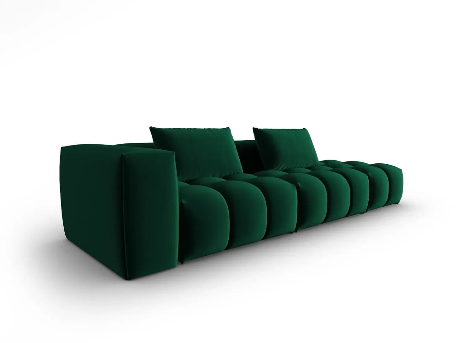 CXL by Christian Lacroix - Sofá modular direito "Lorella" 3 lugares em veludo verde garrafa - 265x85x70cm